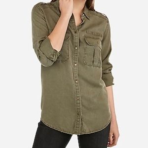 Express Women’s Army Green Boyfriend Shirt Size S
